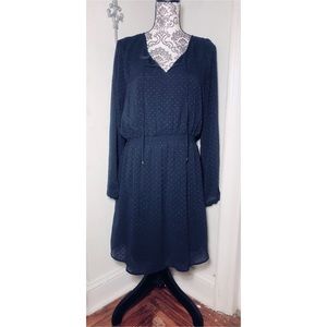 Chiffon Long Sleeve Navy Boho Dress
